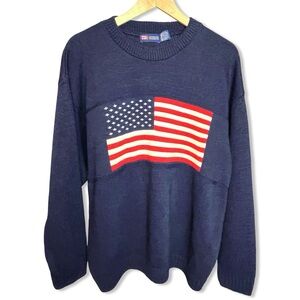 FADED GLORY Vintage Americana Flag Sweater